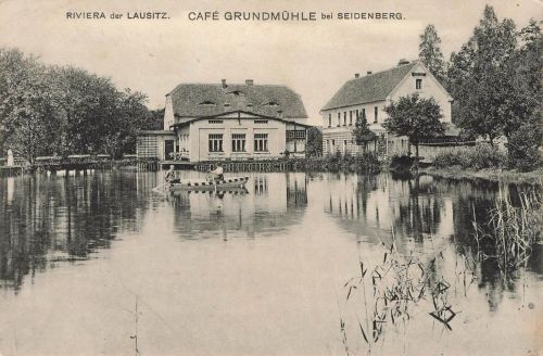 AK Seidenberg Riviera der Lausitz Cafe Grundmühle Schlesien 1915 Postkarte