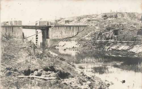 Fotokarte 1.WK deutsche Stellung an Kanal Schleuse bei Lille Frankreich