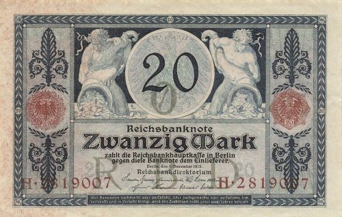 Reichsbanknote 20 Mark 4.11.1915 DEU-42 Kassenfrisch / UNC