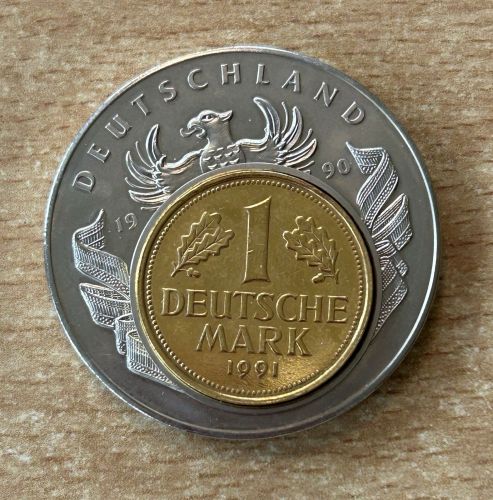 Medaille Deutschland 1 Deutsche Mark 1990 Vergoldet European Currencies