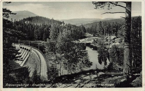 AK Krummhübel Talsperre Teichränder Riesengebirge Schlesien ungelaufen Postkarte