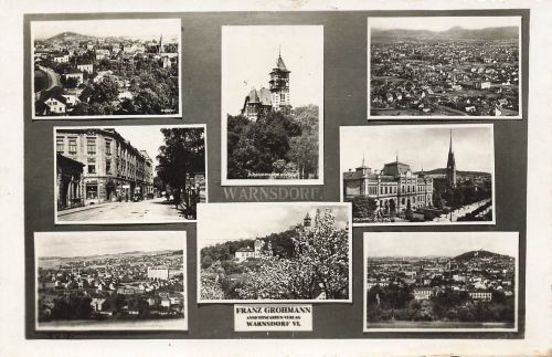 AK Warnsdorf Burgsbergwirte Gerichtsstraße Panorama Sudeten ungelaufen Postkarte
