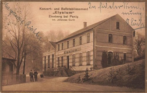 AK Penig Konzert- Balletablissement Elysium Sachsen 1925 gelaufen Postkarte