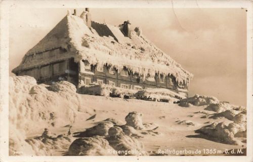 AK Riesengebirge Reifträgerbaude Schlesien gelaufen Postkarte