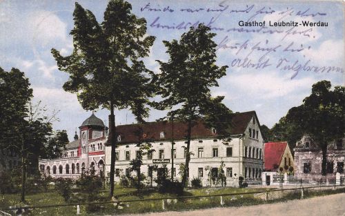 AK Leubnitz Werdau Gasthof Sachsen 1918 gelaufen Postkarte