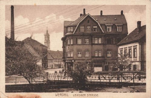 AK Werdau Leipziger Straße Kaufhaus Sachsen 1917 gelaufen Postkarte
