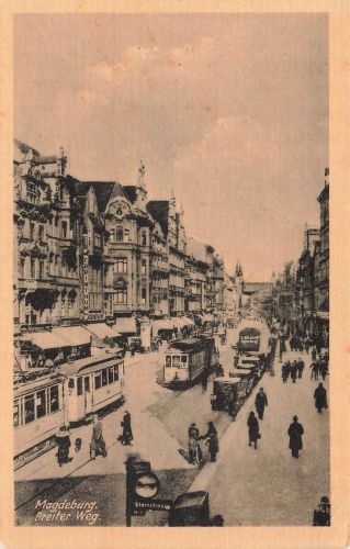 AK Magdeburg Breiter Weg Straßenbahn Sachsen-Anhalt ungelaufen Postkarte