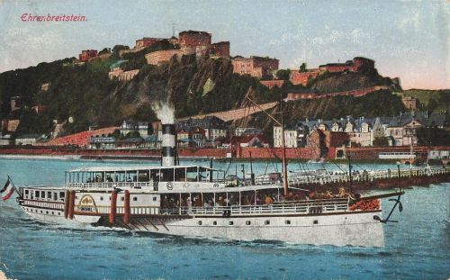 AK Koblenz Ehrenbreitstein Dampfschiff Undine Rheinland-Pfalz 1921 Postkarte
