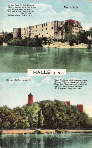 AK Halle Saale Moritzburg Ruine Giebichstein Sachsen-Anhalt 1936 Postkarte
