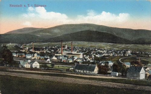 AK Neustadt an der Tafelfichte Stadtansicht Böhmen 1938 gelaufen Postkarte