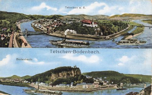 AK Tetschen Bodenbach Dampfschiffe Stadtansicht Böhmen 1913 ungelaufen Postkarte