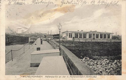 AK Wilhelmshaven Restaurant II. Hafeneinfahrt Niedersachsen 1915 gelaufen