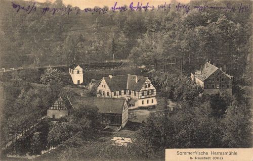 AK Lausnitz bei Neustadt Orla Harrasmühle Thüringen 1914 gelaufen Postkarte