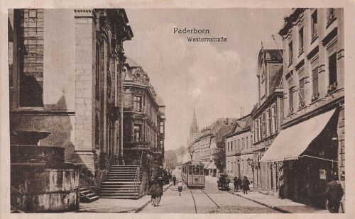 AK Paderborn Westernstraße Straßenbahn Nordrhein-Westfalen ungelaufen Postkarte