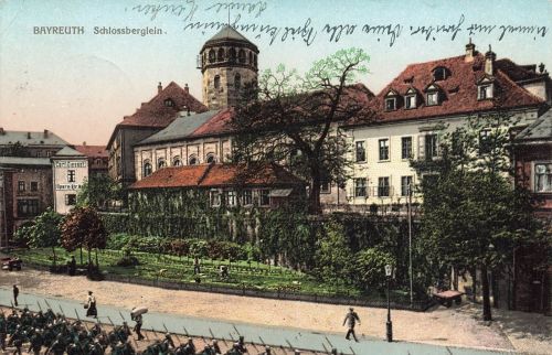 AK Bayreuth Schlossberglein Soldaten Bayern 1912 gelaufen Postkarte