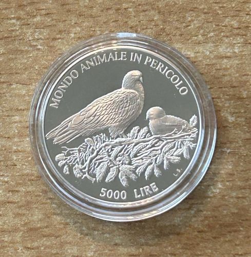 San Marino 5000 Lire Silber Münze Rotmilan Tierwelt 1996 PP