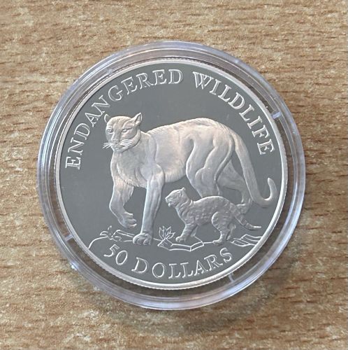 50 Dollars 1991 Cook Islands 925er Silber PP Tierwelt