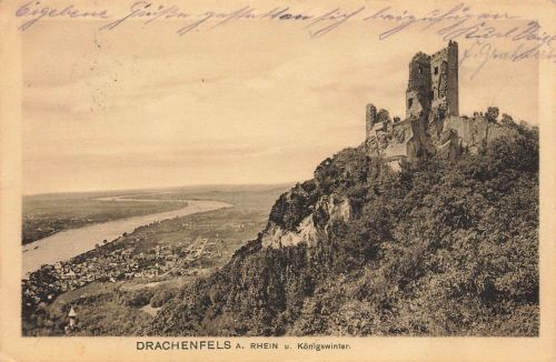 AK Königswinter Drachenfels Siebengebirge Nordrhein-Westfalen 1912 gelaufen