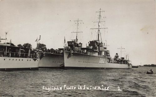 Foto AK 1.WK Englische Flotte in Swinemünde Pommern 1916 Postkarte