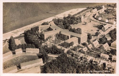 AK Stralsund Marinelazarett Fliegeraufnahme Mecklenburg-Vorpommern 1942 gelaufen