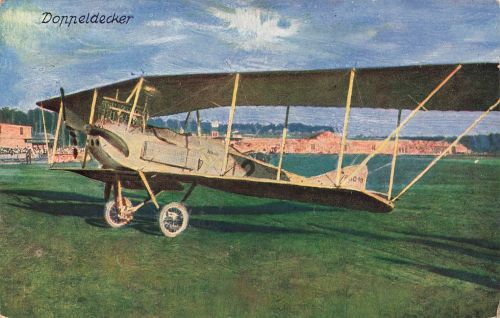 AK 1.WK Doppeldecker Fliegertaube Flugzeug 1915 gelaufen Patriotika Postkarte