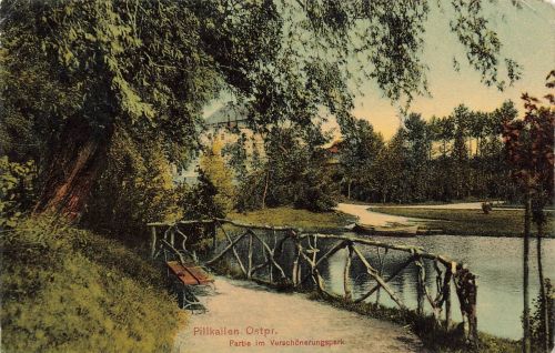 AK Pillkallen Verschönerungspark Ostpreussen 1909 gelaufen Postkarte