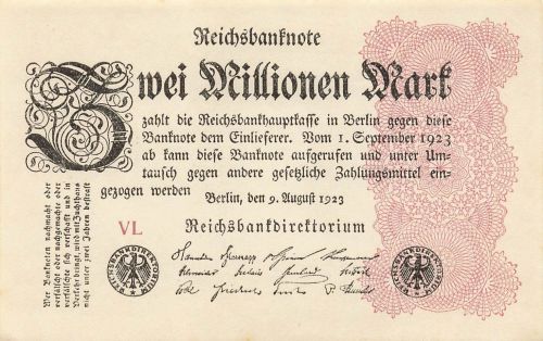 Reichsbanknote 2 Millionen Mark 9.8.1923 DEU-116a Kassenfrisch/UNC