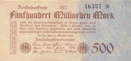 Reichsbanknote 500 Milliarden 26.10.1923 Mark DEU-152d