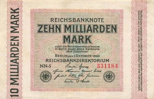 Reichsbanknote 10 Milliarden Mark 1.10.1923 DEU-136b