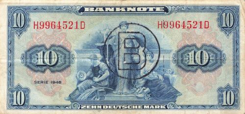 10 Mark 1948, B- Stempel, Ausgabe West Berlin, Ro. 239a
