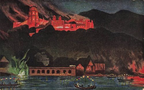 AK Heidelberg Schlossbeleuchtung Baden-Württemberg 1921 gelaufen Postkarte