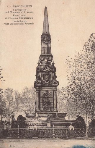 AK Ludwigshafen Ludwigsplatz Monumental Brunnen Rheinland-Pfalz 1929 Postkarte