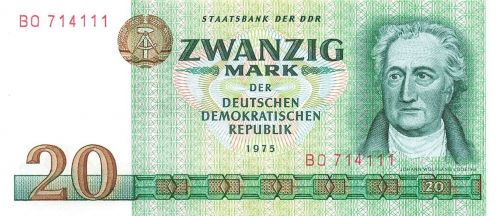 DDR Banknote 20 Mark 1975 Wolfgang von Goethe Ro: 362a KASSENFRISCH/UNC