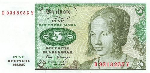 5 Deutsche Mark 2.1.1980 BRD-29a fast Kassenfrisch/UNC