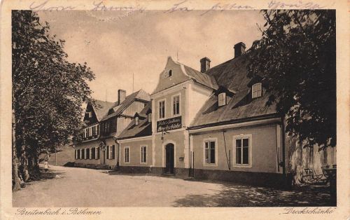AK Breitenbach Potůčky Dreckschänke Böhmen 1925 gelaufen Postkarte