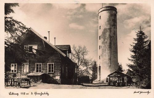 AK Prachitzt Berg Libing Aussichtsturm Böhmen 1941 gelaufen Postkarte