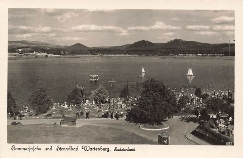 AK Wartenberg Strandbad Sommerfrische Menschen Sudeten ungelaufen Postkarte