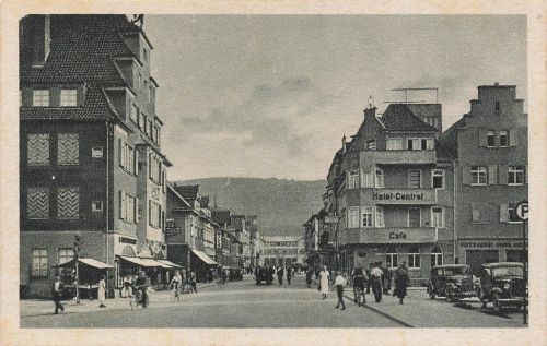 AK Ebingen Bahnhofstraße Hotel Cafe Baden-Württemberg ungelaufen Postkarte