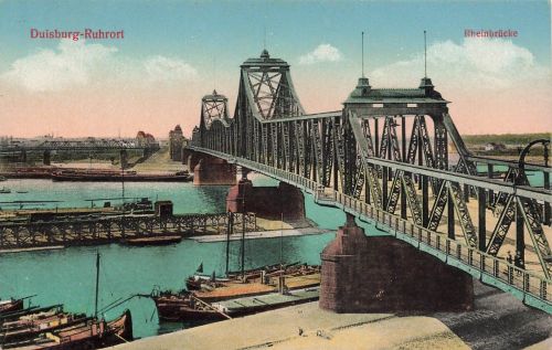 AK Duisburg-Ruhrort Rheinbrücke Nordrhein-Westfalen ungelaufen Postkarte