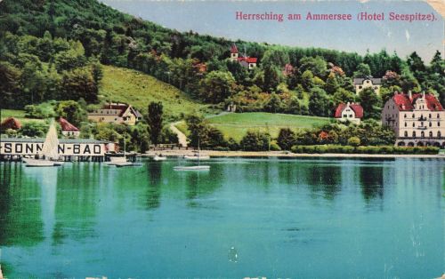 AK Herrsching am Ammersee Hotel Seespitze Bayern 1933 gelaufen Postkarte