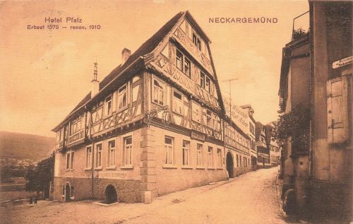 AK Neckargemünd Hotel Pfalz Baden-Württemberg 1913 gelaufen Postkarte