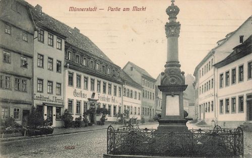 AK Münnerstadt Markt Gasthaus Conditorei Bayern 1913 gelaufen Postkarte