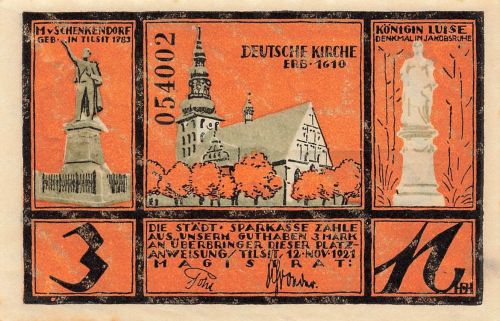 3 Mark Notgeld TILSIT Ostpreußen Stadt Sowjetsk