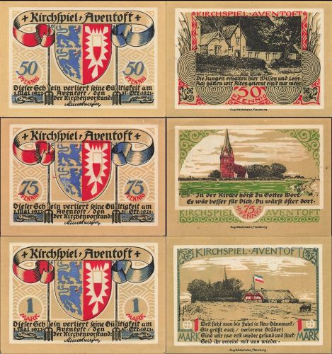 3 x Notgeld AVENTOFT Kirchenvorstand