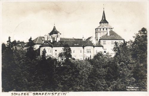 AK Grafenstein Grabštejn Schloss Grafenstein Böhmen gelaufen Postkarte