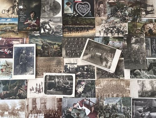Lot / Konvolut 50 Fotos Patriotika Feldpostkarten Soldaten Uniform Front 1. WK