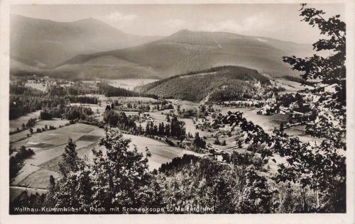 AK Wolfhau-Krummhübel Schneekoppe Stadtansicht Schlesien Riesengebirge Postkarte