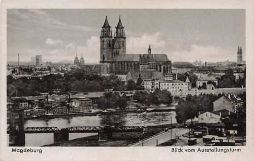 AK Magdeburg Dom Brücke Stadtansicht Sachsen-Anhalt ungelaufen Postkarte
