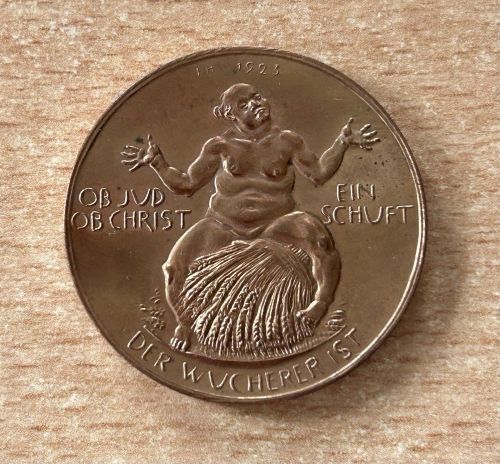 Bronze Medaille 1923 Not Inflation Wucherer Weimarer Republik