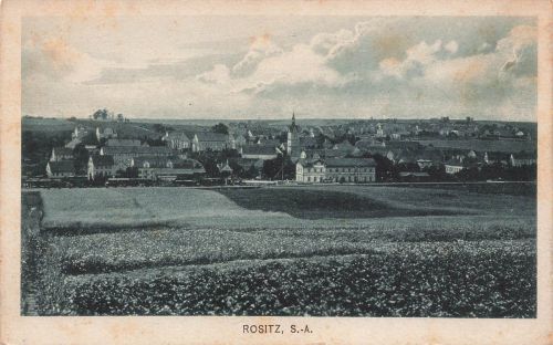 AK Rositz Stadtansicht Kirche Häuser Thüringen ungelaufen Postkarte